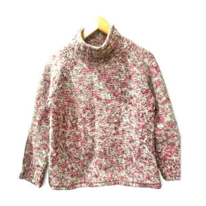 Columbia Sweater Women's Medium Pink Gray Thick Wool Cowl Neck Pullover